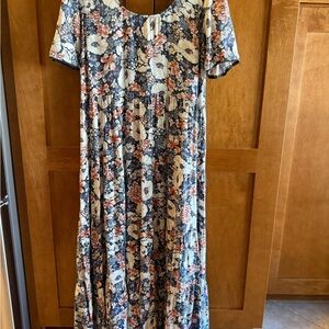 Natural Life Floral Maxi Dress M | Cottagecore Boho Tiered Flowy Romantic Spring
